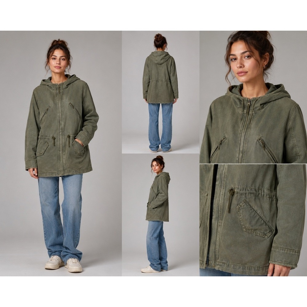 American Eagle Outfitters Olive Green Utility Parka Hooded Jacket‎ Womens XS